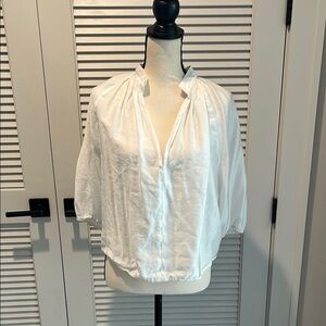 H&M Cream Blouse with Mandarin Collar